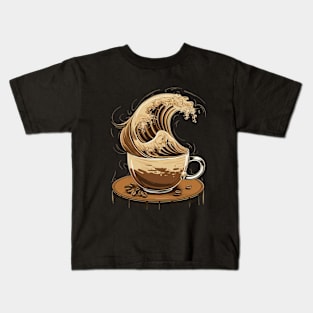 The Great Wave of Coffee Kids T-Shirt